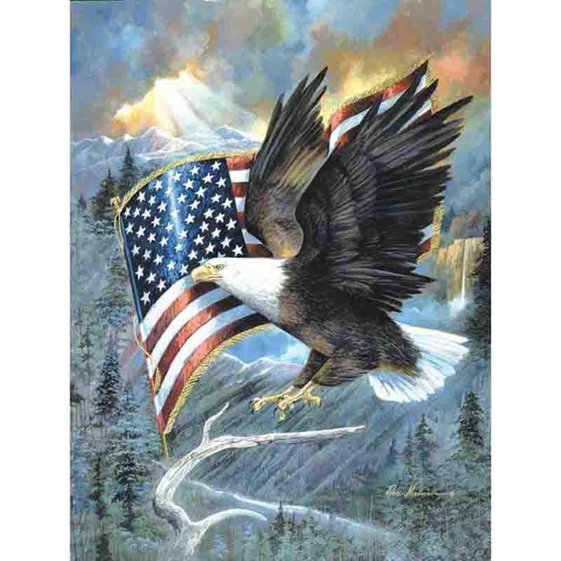 Diamond Embroidery Flag Needlework Cross Stitch Round Resin Full Diamond Painting Wall Picture 20X30CM