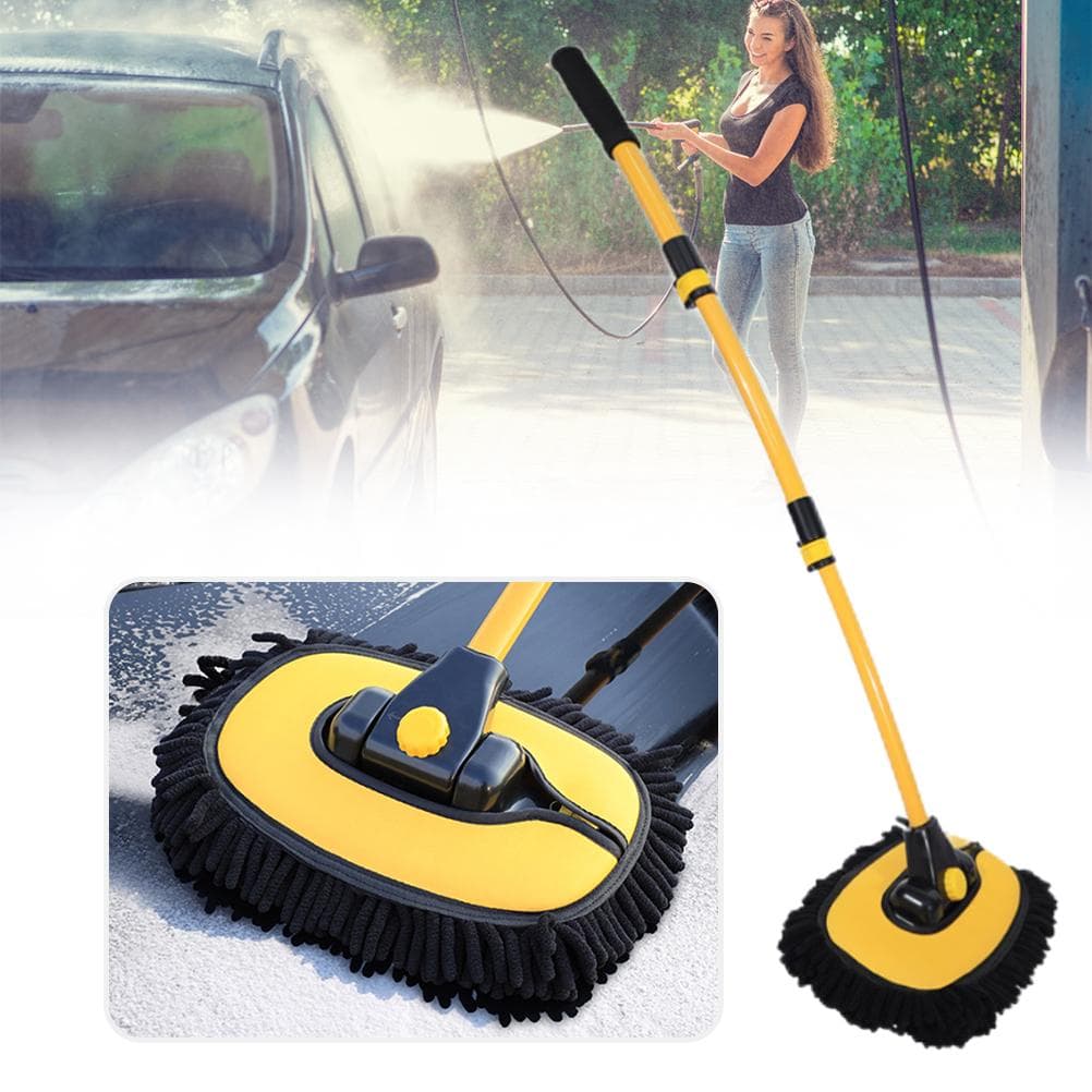 Long Handle Chenille Car Wash Brush Mop Car Cleaning Supplies 3 Section Telescopic Car Cleaning yellow