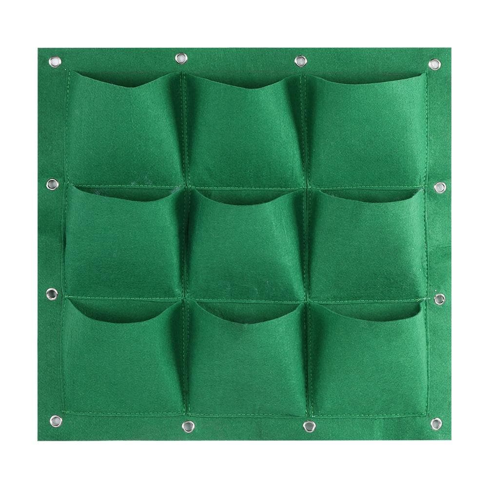 9 Pocket Vertical Greening Hanging Wall Garden Grow Plant Bags Planter(Green) Green