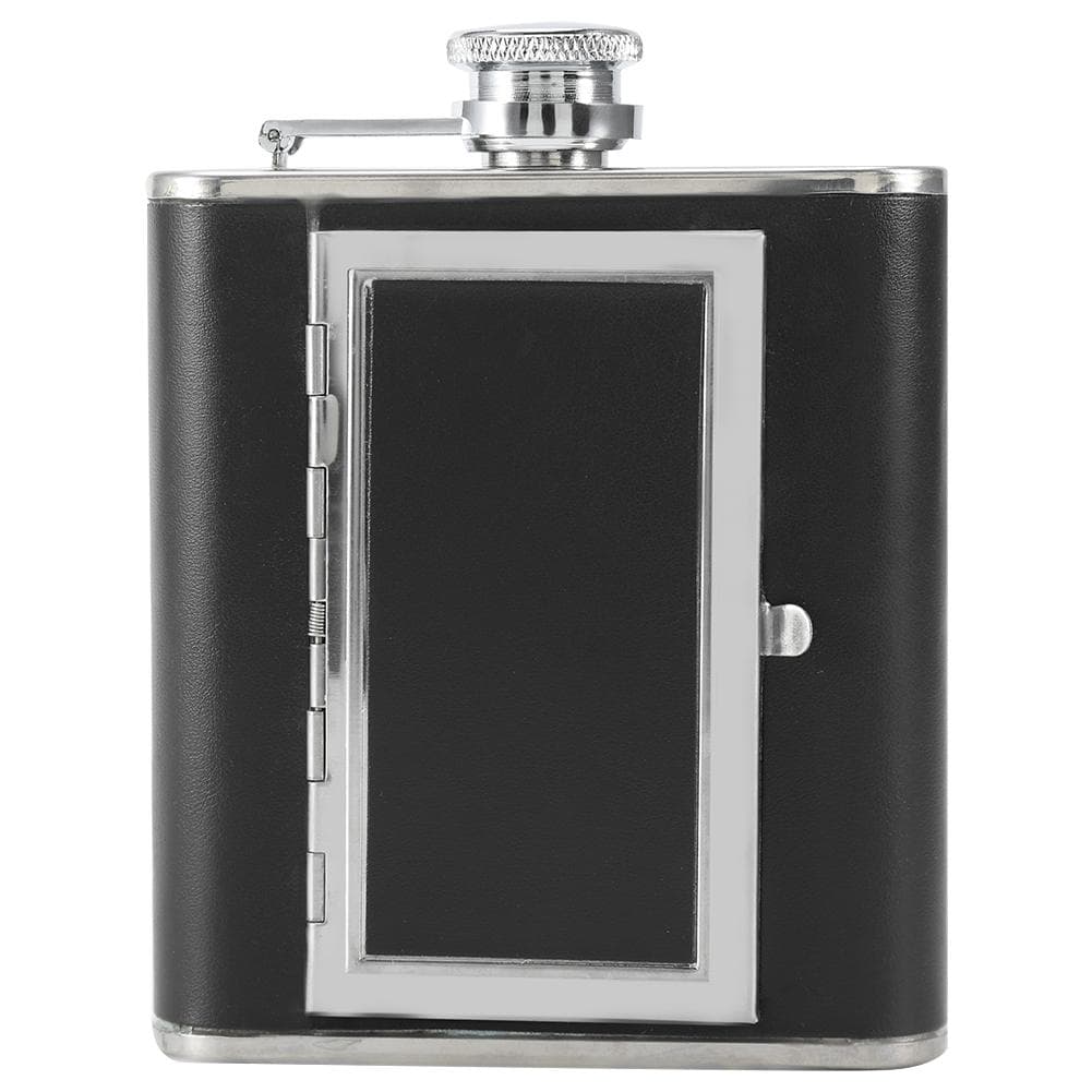 Portable Stainless Steel Liquor Wine Alcohol Flagon Bottle Creative Cigarette Case New Black Black