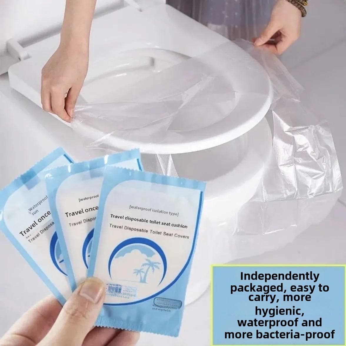 Universal Disposable Toilet Seat Covers, Waterproof PVC Travel Toilet Liners, Portable Sanitary Seat Covers for Airplane, Camping, Bathroom 50pcs