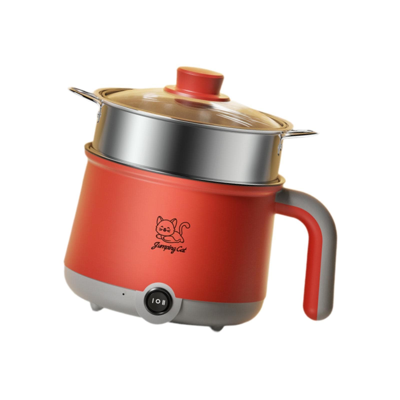 1.8L Electric Hot Pot with Steamer Hotpot Ramen Cooker Rice Cooker Mini Cooking Machine for Kitchen Home Office