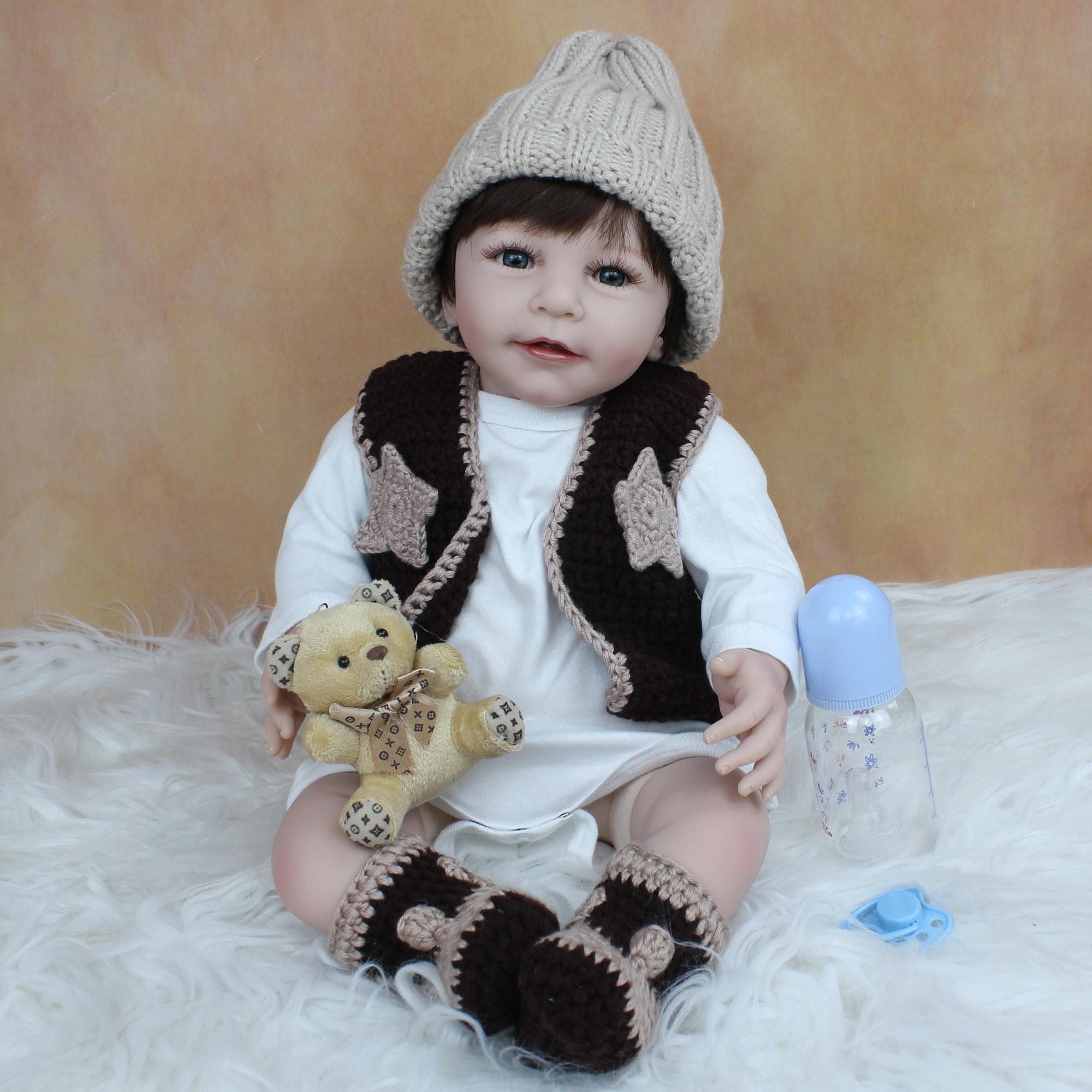 BZDOLL 55 CM Soft Silicone Reborn Baby Boy Doll For Girl Like Real 22 Inch Realistic Lisa Toddler Dress Up Bebe Play House Toy Eyes, 55cm Doll blue