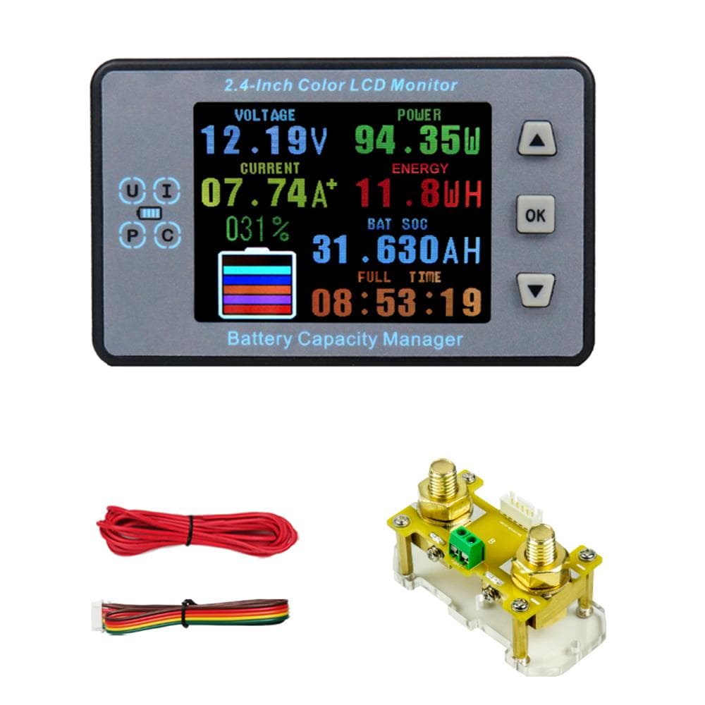 2.4inch Color LCD Screen Coulometer Voltage Current Capacity Meter Electric Car RV Battery 100A multicolour