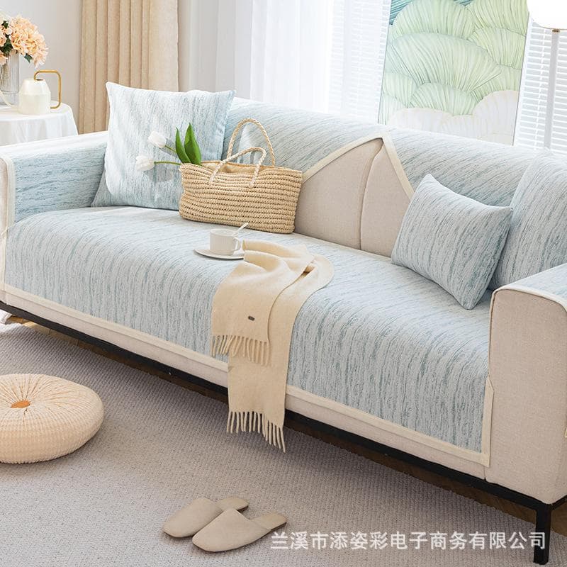 Modern Vertical Stripes Sofa Cover Solid Color Couch Cover for Living Room Nordic Soft Chenille Non-slip Sofa Towel Combination 70x70cm 1pcs