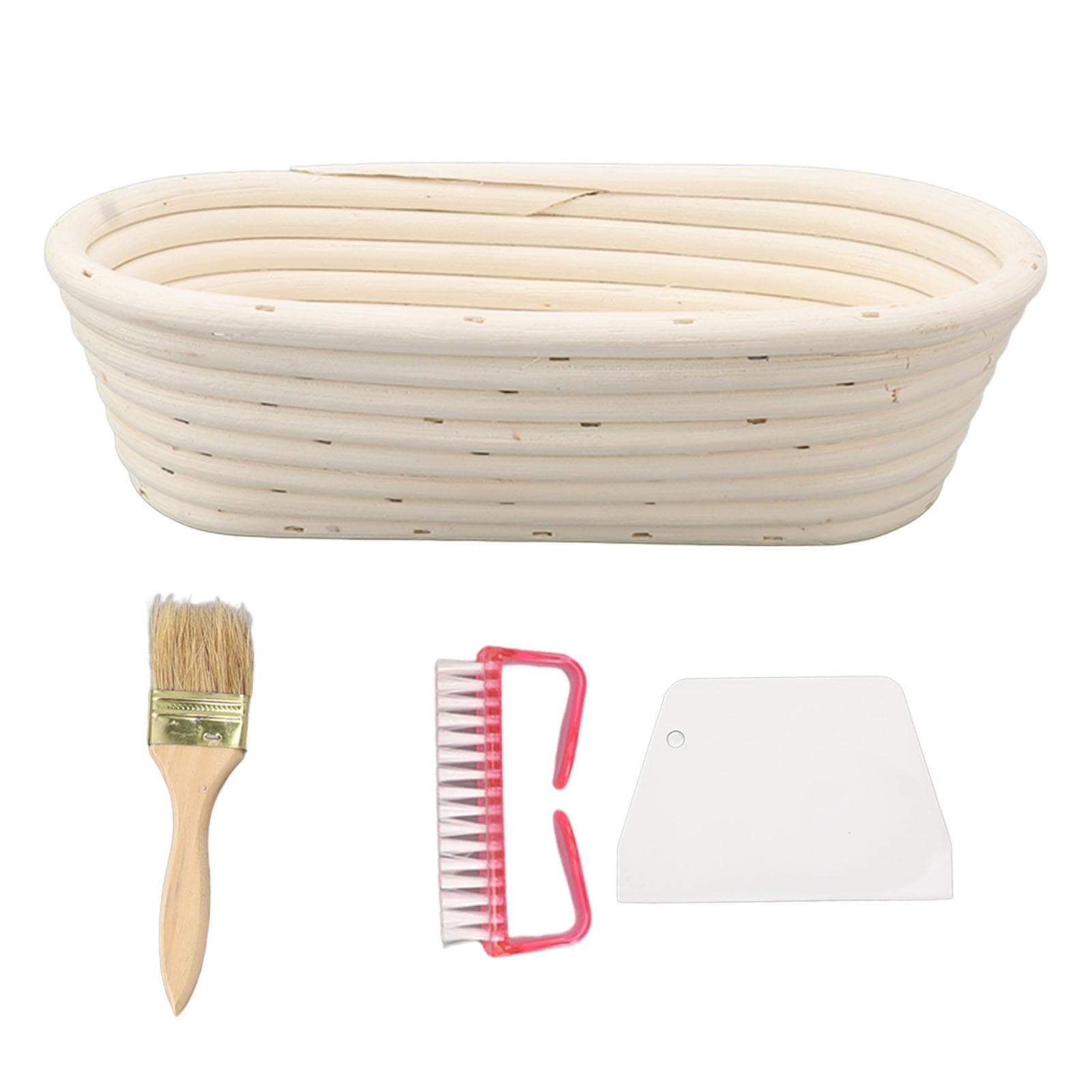 25cm Bread Proofing Basket Set Oval Natural Rattan Sourdough Proofing Basket Dough Scraper Cloth