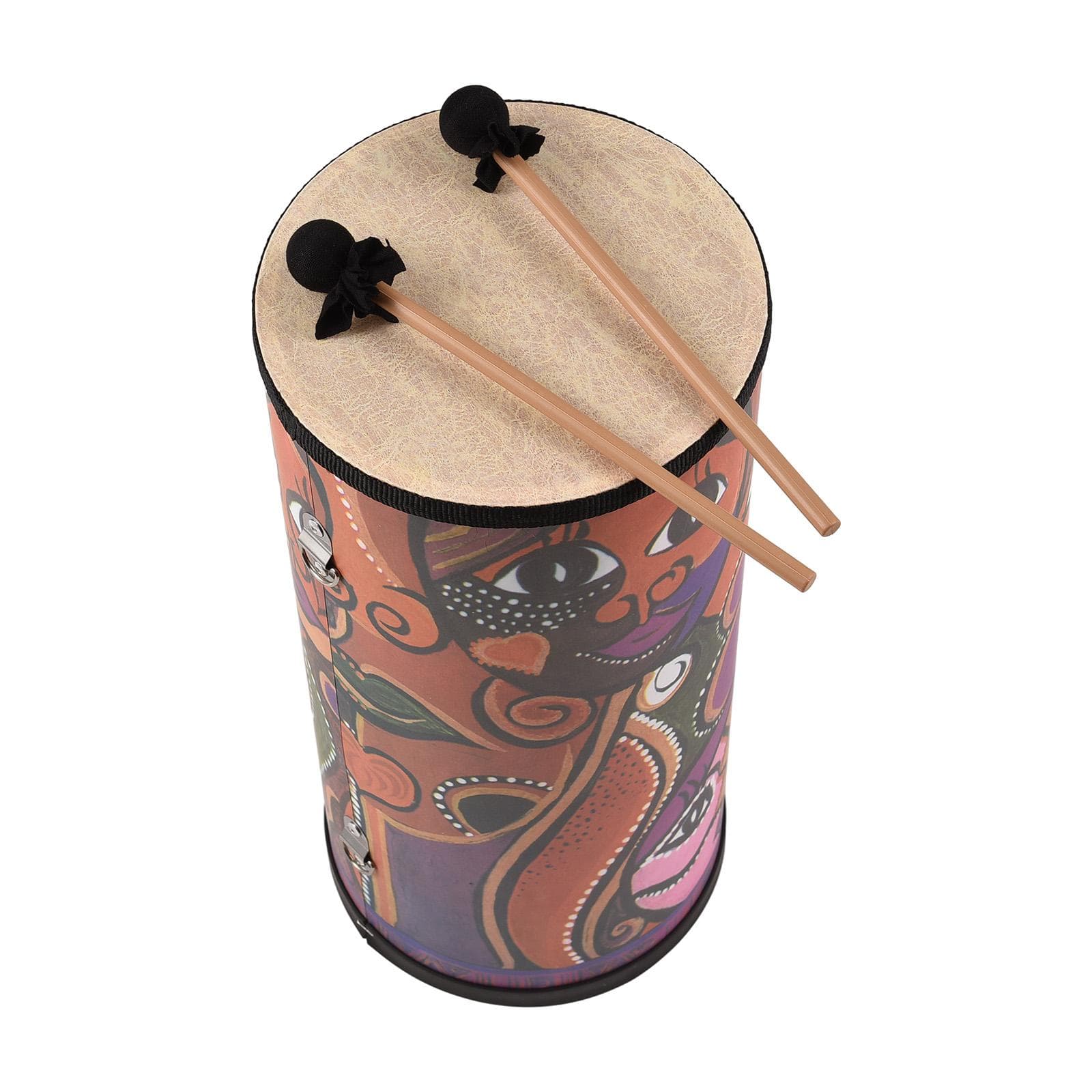 7 Inch Bongo Drums Wooden Drum Handheld Drum Percussion Instrument Hand Eye Coordination Smooth 40x18cm