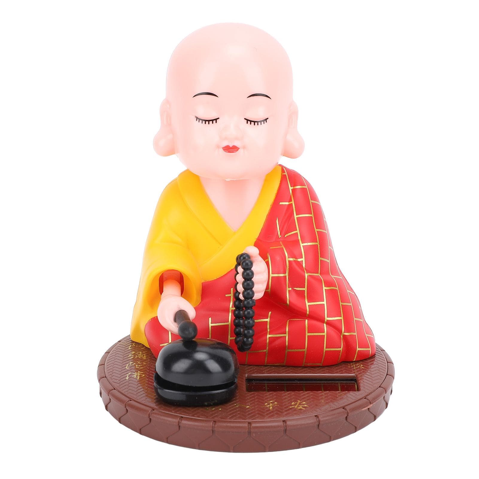 Little Monk Solar Figurine Funny Auto Nodding Knocking Chinese Monk Statue Toy Dashboard Ornament red