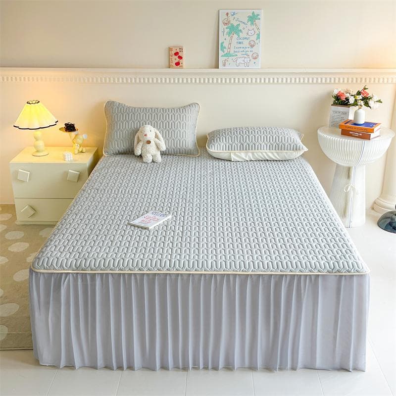 Bonenjoy Cooling Bed Skirt Summer Bed Cover Skin-friendly Bedspread Queen Size Mattress Protector falda de cama (No Pillowcase) Queen 150x200cm 1pc