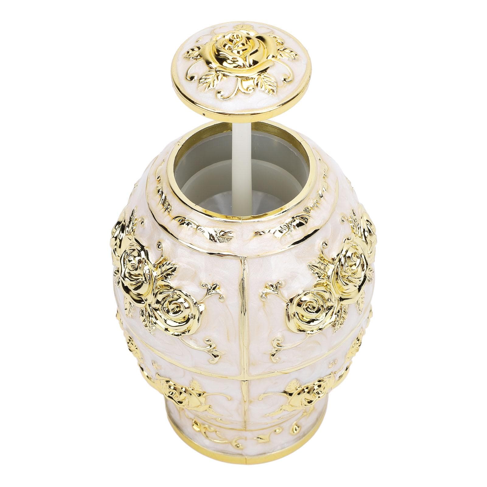 Toothpick Holder Box Innovative Metallic Color Plating Egg Shaped Flat Bottom Toothpick Organizer