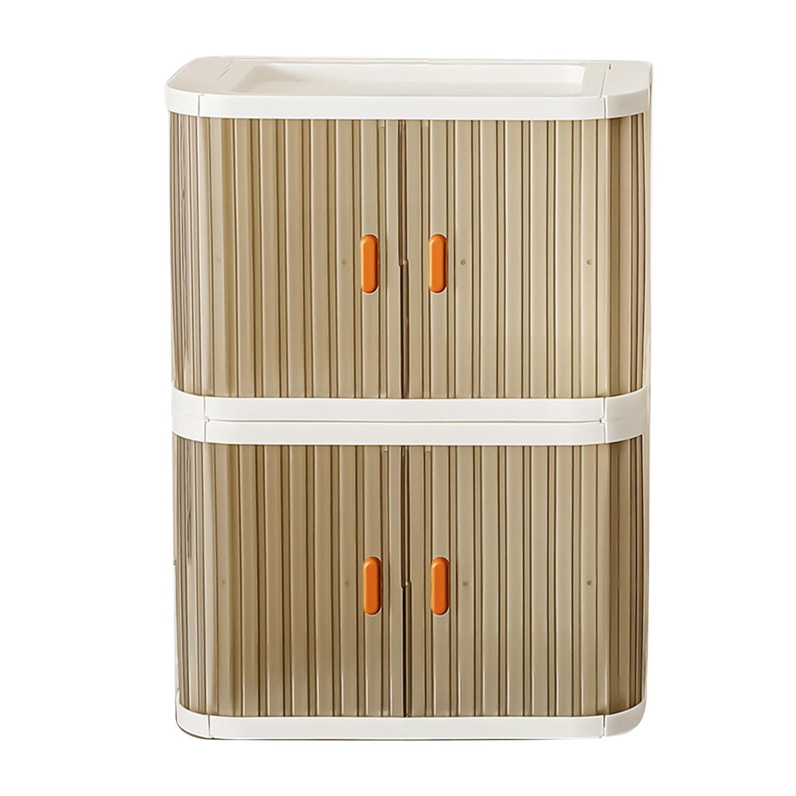 Foldable Desktop Storage Box with 2 Way Rolling Door Stackable Ample Capacity Organizer Container