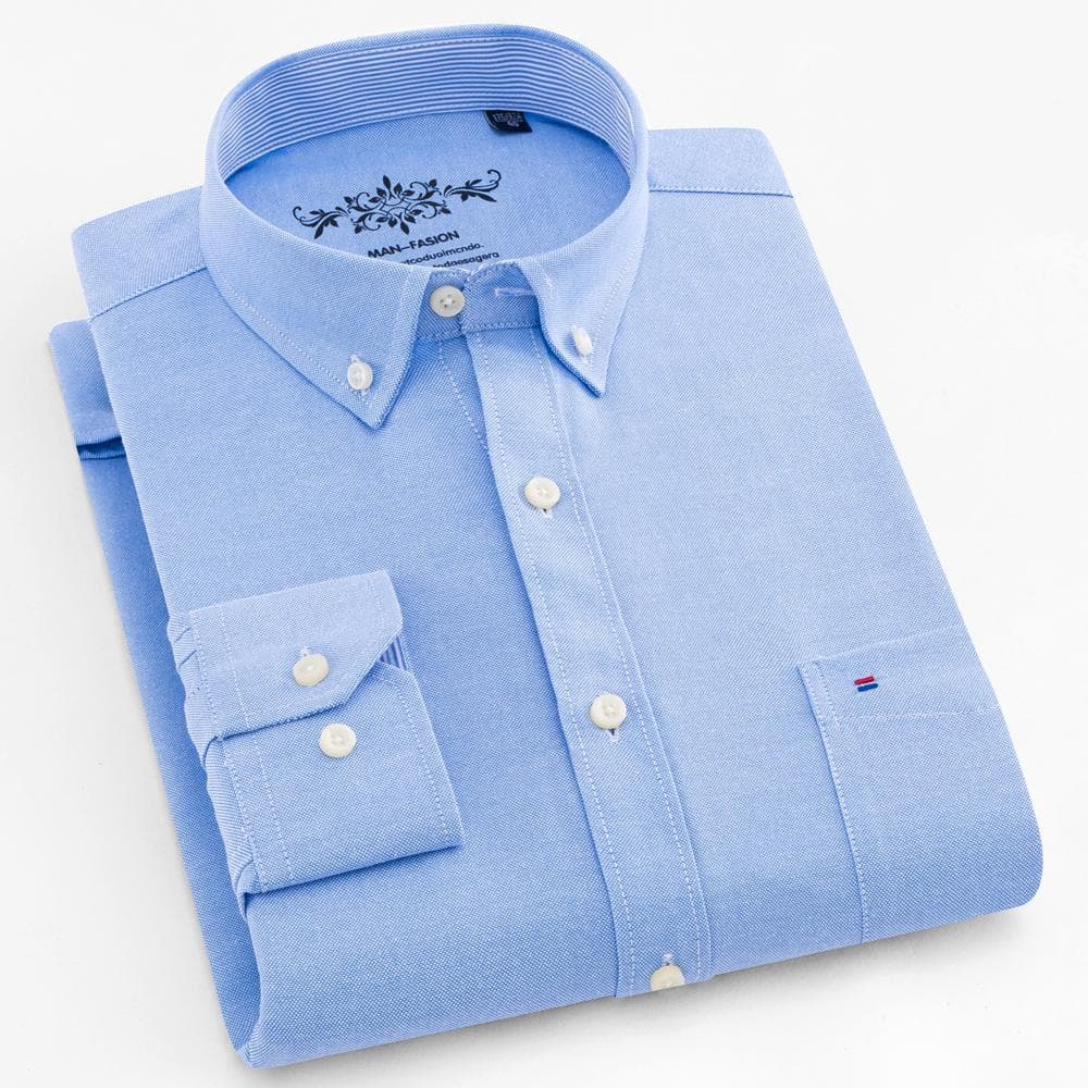 Men‘s Plaid Striped Long Sleeve Oxford Shirt - Premium Quality Breathable, Button Up Design - Ideal for Business & Formal Events 41 blue