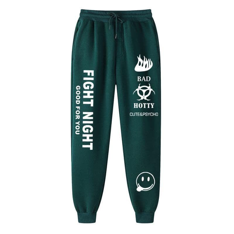 2026 Autumn winter Letter Print Sweatpants Baggy Pants Women Joggers Harajuku Pencil Pant Trousers Middle waist Sweat Pants M dark green