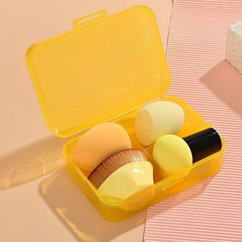 4Pcs Foundation Makeup Brushes Cosmetic Puff Set Soft Sponge Face Makeup Tool yellow