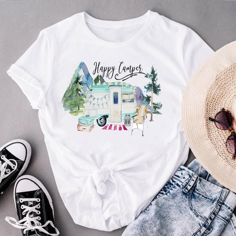 Graphic Tee Short Sleeve Coffee Love Style Trend Cute 90s Summer Top Print Ladies Female T Clothing Casual Women's Fashion T-shirt M
