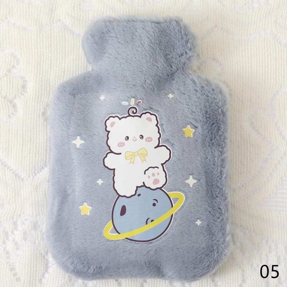 Cute Hot Water Bottle Bag for Girls Plush Shoulder Hand Warmer Heat Pack Warm Belly Instant Hot Pack Winter Water Heating Pad 250ml
