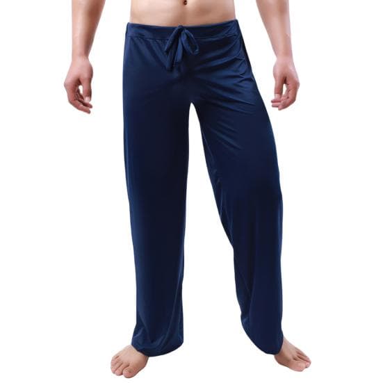 Men Yoga Pants Drawstring Sports Breathable Pure Color Men Sports Trousers Men Garment 2XL royal blue