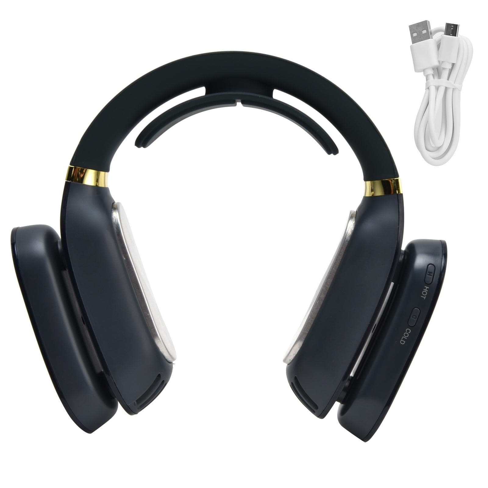 LED Neck Fan Hands Free Bladeless Fan with Heating and Cooling Function Low Noise Dual 3 Speeds for blue