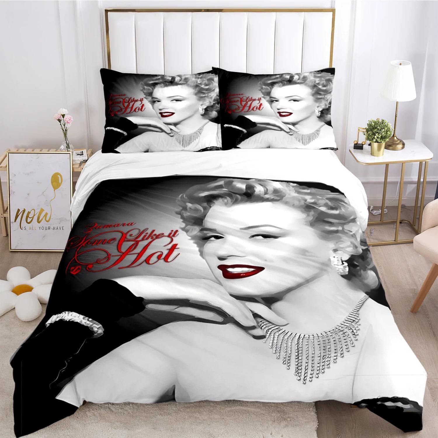 Marilyn Monroe Duvet Cover Comforter Fear Bedding sets Soft Quilt Cover and Pillowcases for Teens Boy Single/Double/Queen/King 140X200cm-2pcs