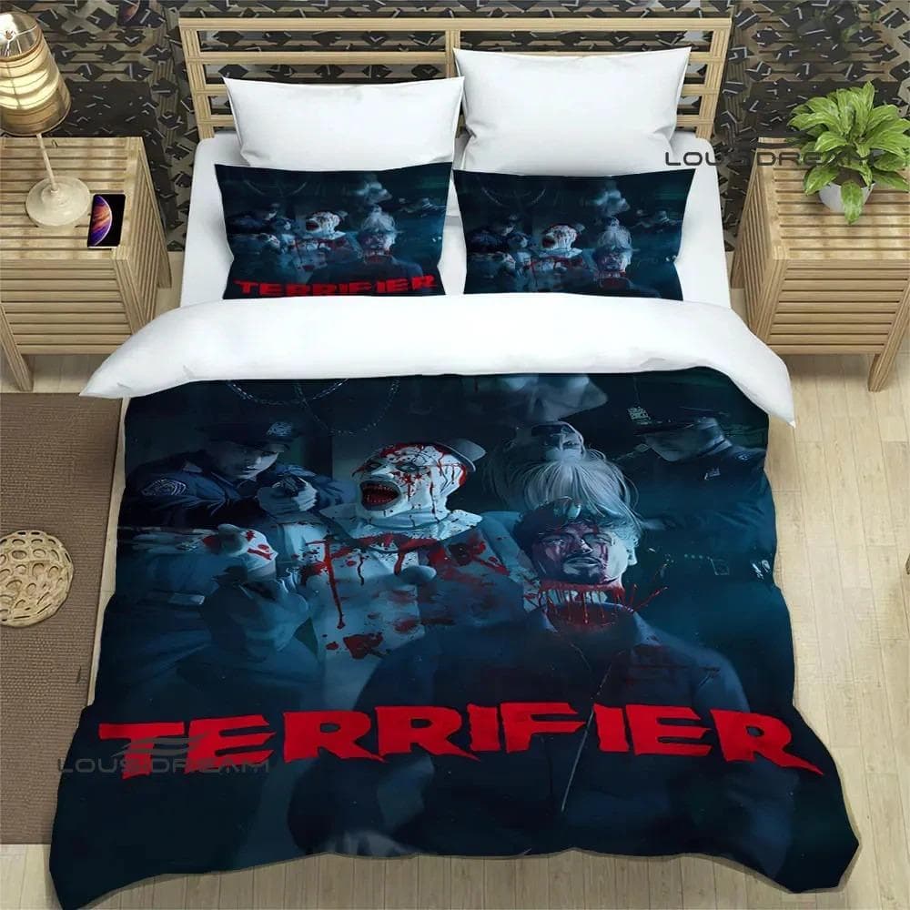 Terrifier horror printed Bedding Sets exquisite bed supplies set duvet cover bed comforter set bedding set luxury birthday gift EU Double 200x200cm