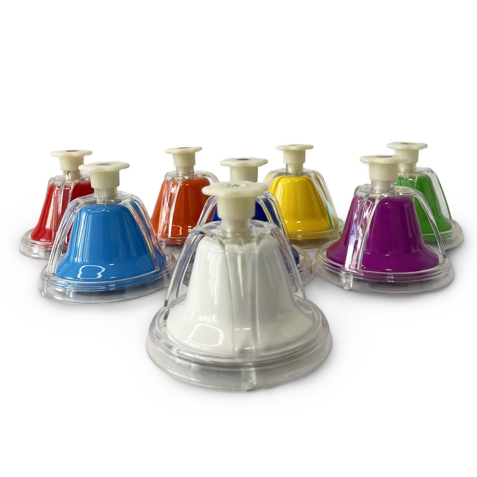 Desk Bells 8 Notes Metal Hand Bells Rainbow Music Bells Percussion Instrument Smooth Edges Holiday 8pcs multicolour
