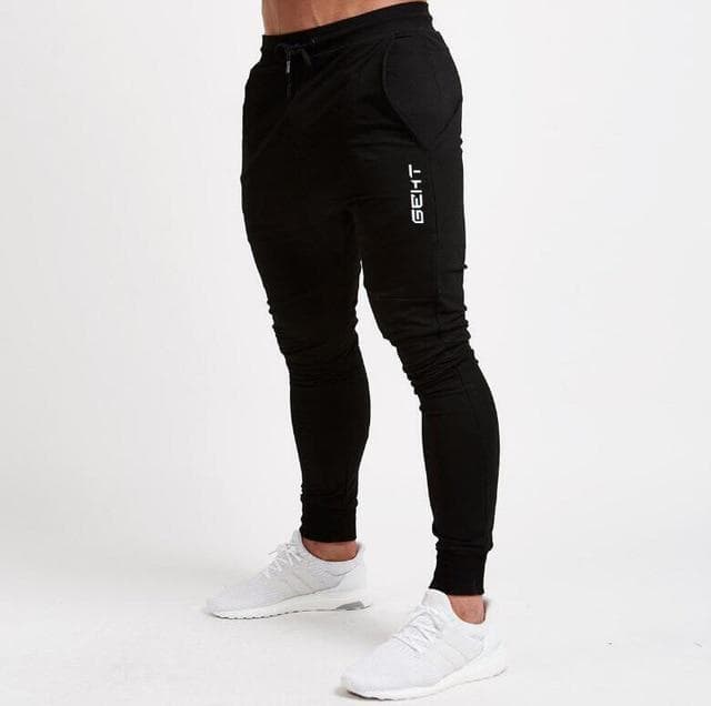 Mens Casual Fitness Sportswear Tracksuit Bottoms Skinny Sweatpants Trousers Black Gyms Jogger Track Pants XXL black