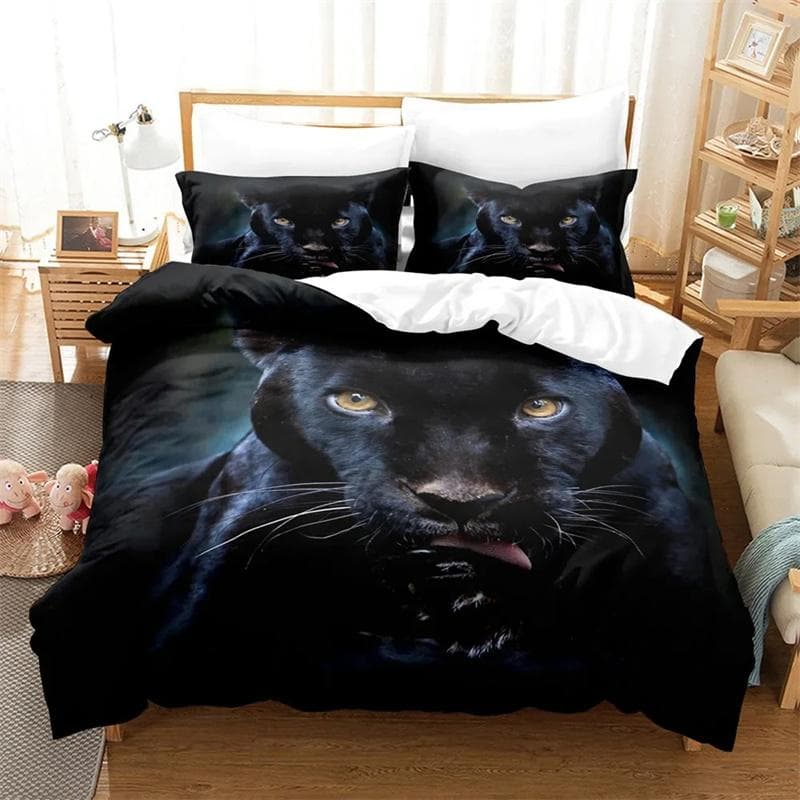 3D Printed Black Panther Bedding Set,Duvet Cover Comforter Bed Set Quilt Cover Pillowcase,King Queen Twin Size Boys Girls Adults 140x200cm