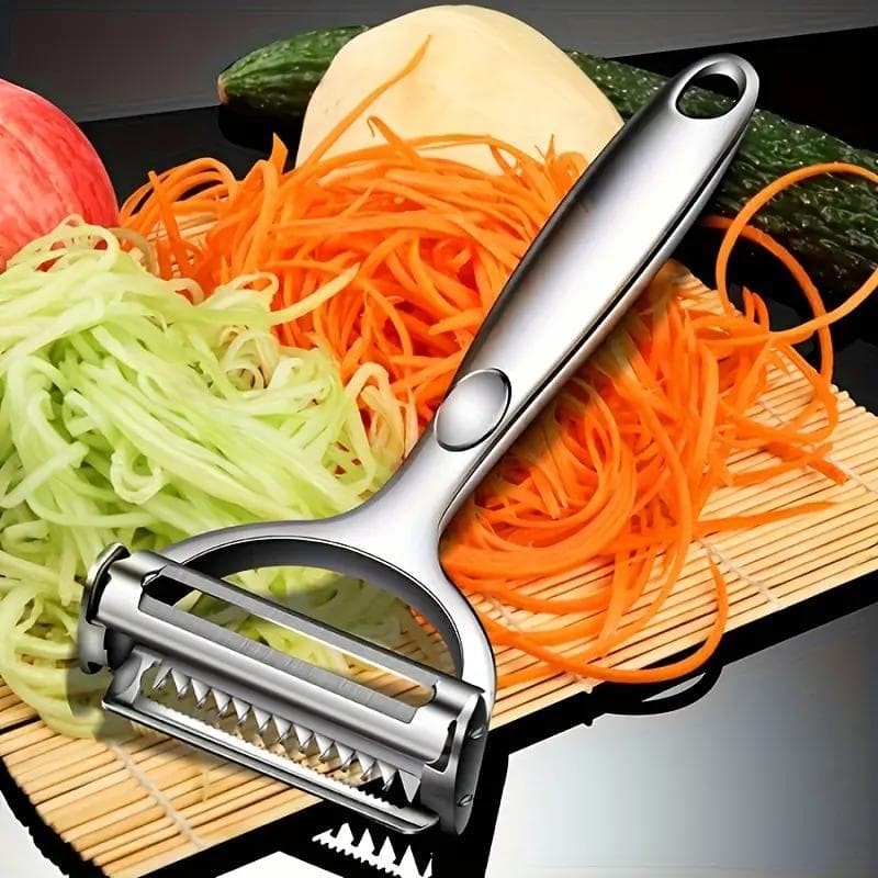 Stainless Steel Multi-Functional Vegetable Peeler - Easy-Grip, Durable Fruit & Potato Slicer for Home and Restaurant Use, Easy Clean silver