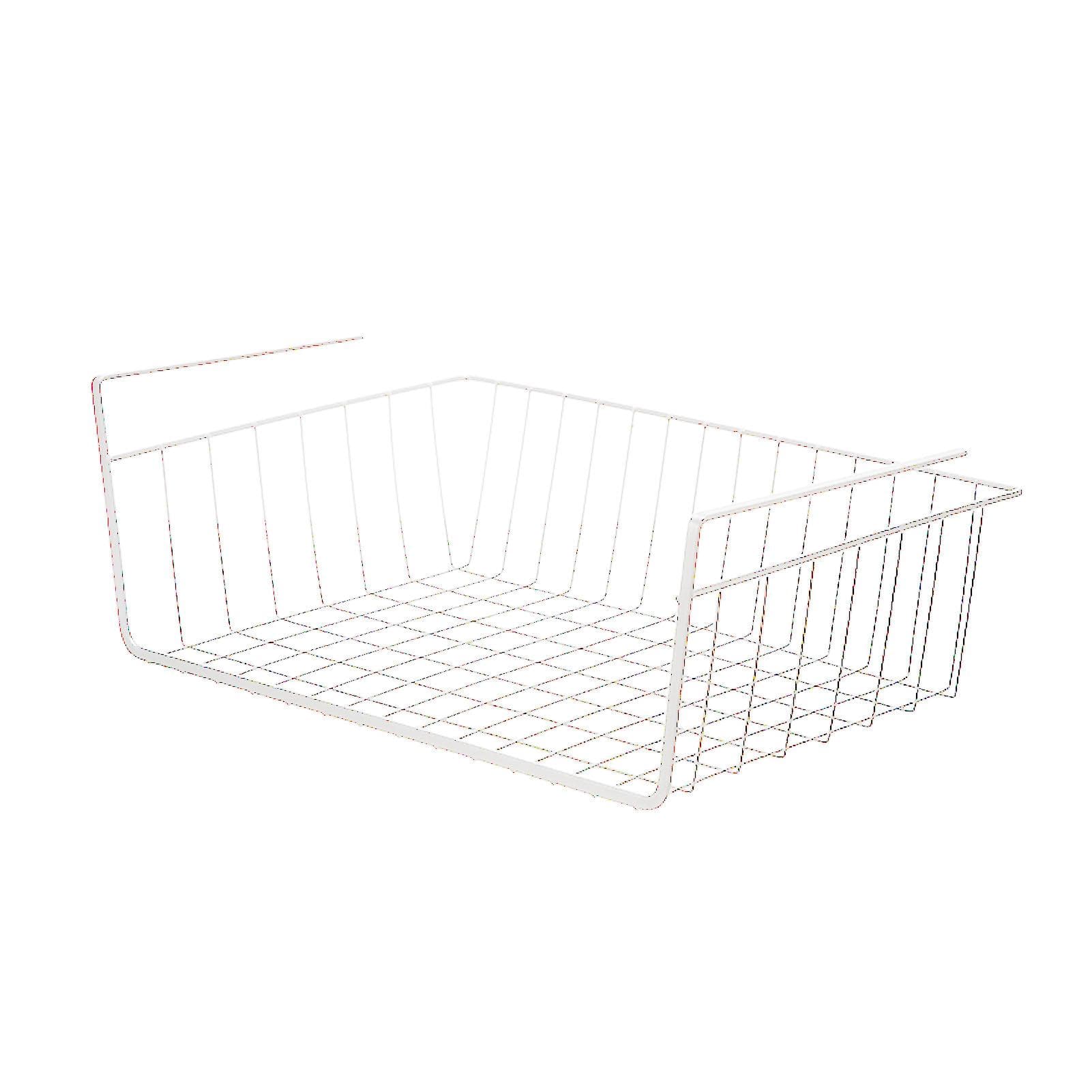 Under Shelf Basket Space Saving Hanging Shelf Iron Wire Basket Under Cabinet Shelf Basket Organizer white
