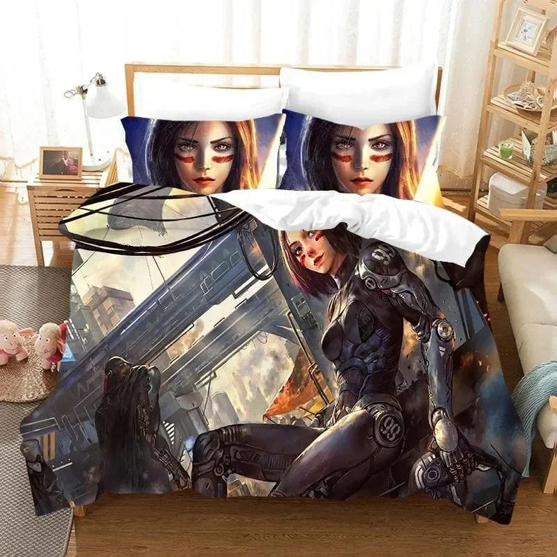3D Printed Movie ALITA Pattern Bedding Sets exquisite bed supplies set duvet cover bed comforter set luxury birthday gift 70x133cm 2pcs