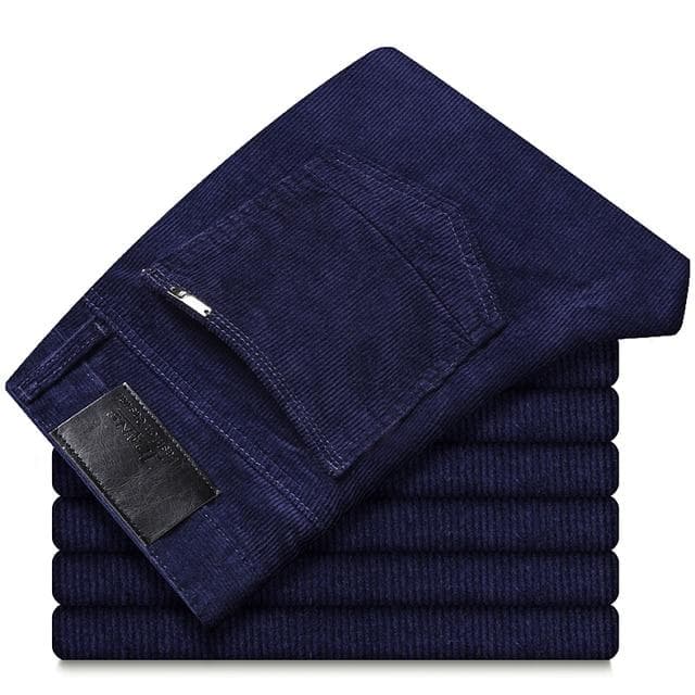 Men's Fashion Thick Corduroy Casual Trousers Winter Autumn Stretch Trousers Men's Brand Casual Trousers Tide 40 royal blue