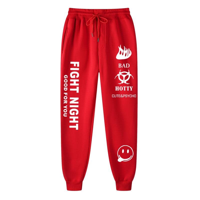 2026 Autumn winter Letter Print Sweatpants Baggy Pants Women Joggers Harajuku Pencil Pant Trousers Middle waist Sweat Pants XL red
