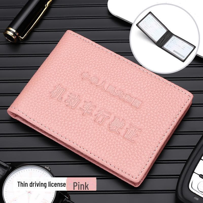 Ultra-Thin Genuine Leather Driver's License and ID Holder - Top Layer Cowhide Cover