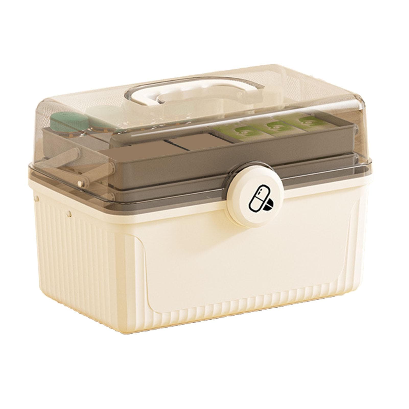 3 Layers Medicine Storage Box Large Capacity Waterproof Shockproof Portable Medicine Box for Home white