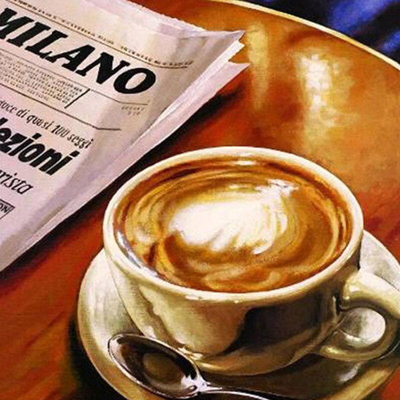 5D DIY Diamond Painting Coffee Cross Stitch Full Drill Round Diamond Embroidery Home Decor 30x30CM