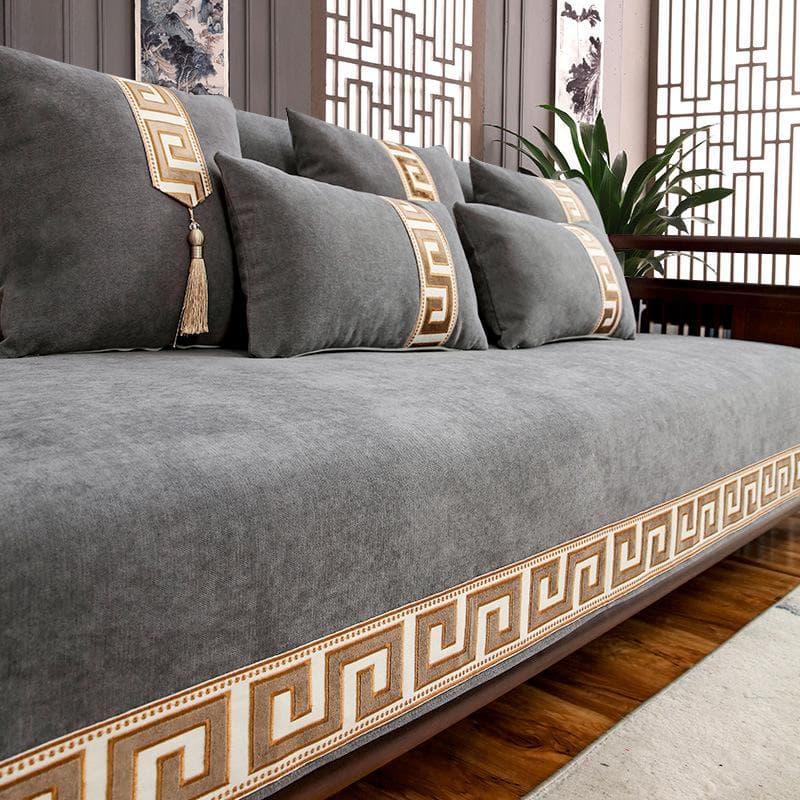 Chinese Style Thick Sofa Covers Solid Chenille Anti-slip Couch Cushion Living Room Sofas Universal Armchair Slipcover Towel Mat 90*180CM