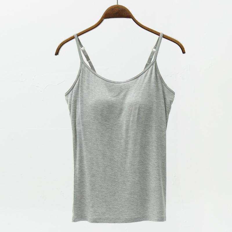 YYFS Women's Fashion Summer Spring Casual Solid Color Print Sleeveless Sexy Slim Camis & Tank Tops M grey