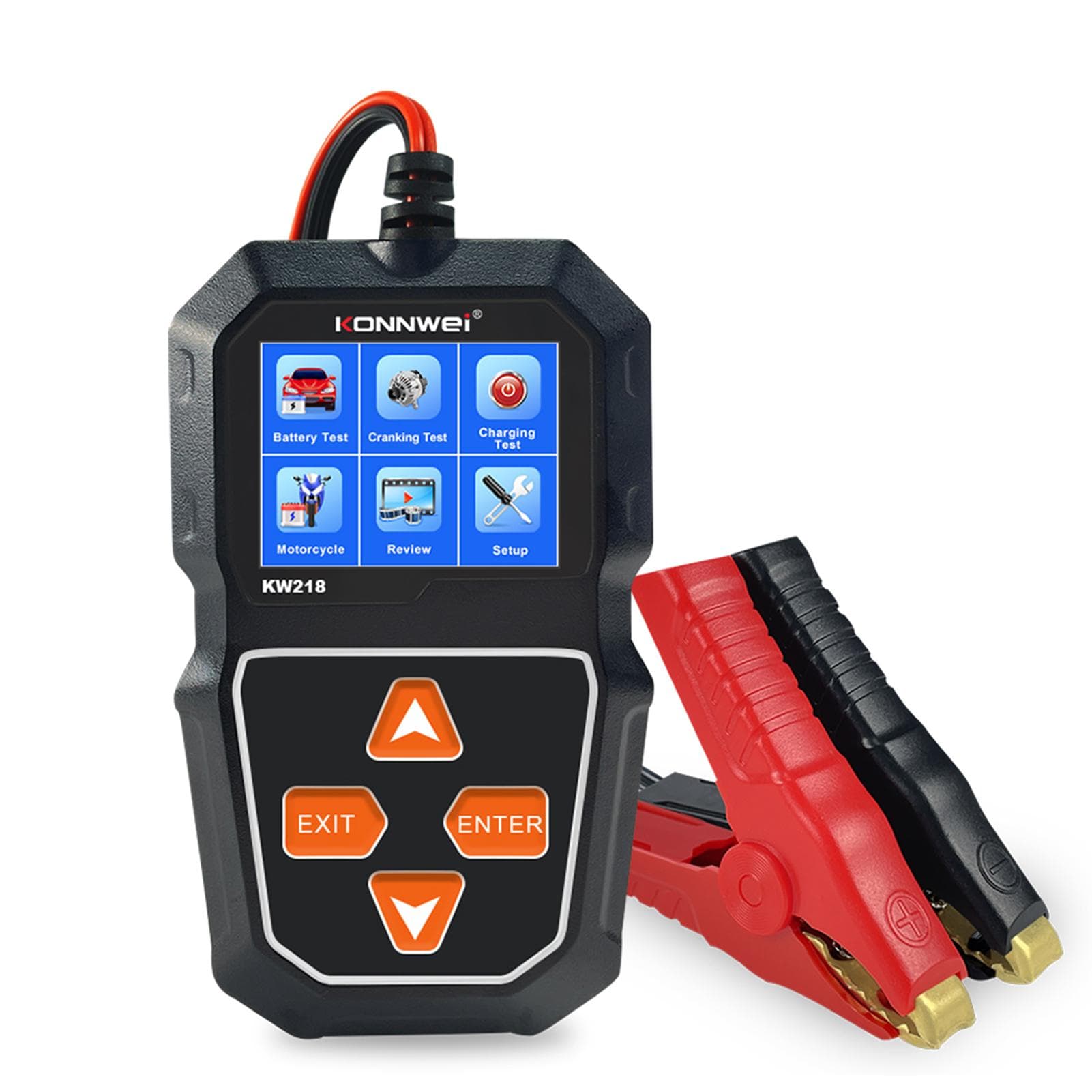 KONNWEI KW218 Car Battery Tester Cranking Test Charging Test for 6V Motorcycle Battery 12V Car black