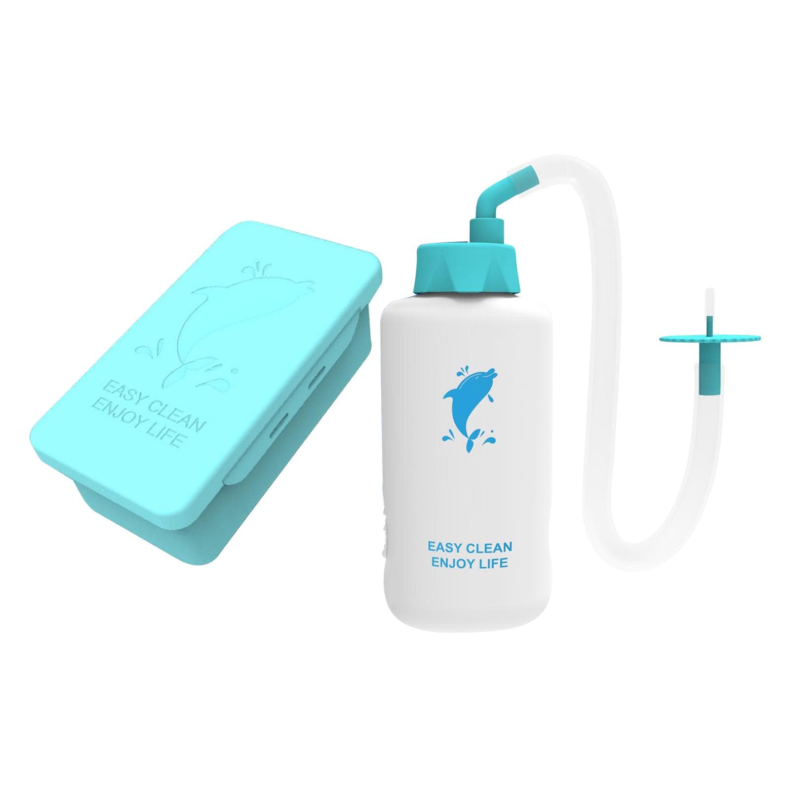 Ear Washer Bottle with Storage Box Flexible Tip Ear Cleaning Kit with Basin for Adults and Kids Ear blue