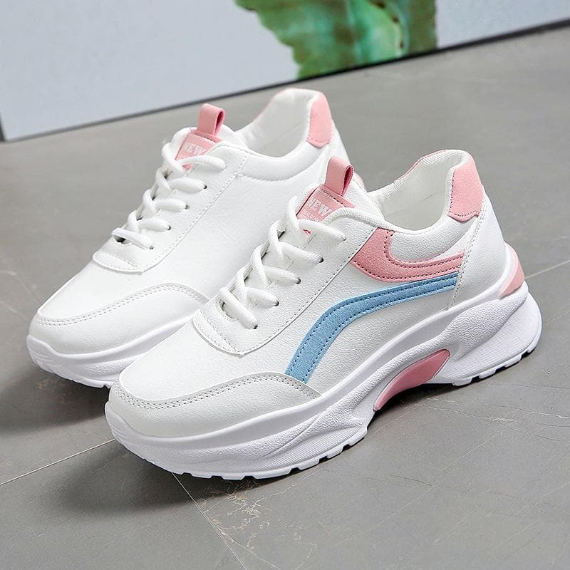 Spring New Breathable Sports Shoes Women's Thick-soled Daddy Shoes Schoolgirls Small White Shoes High-top Casual Shoes 40