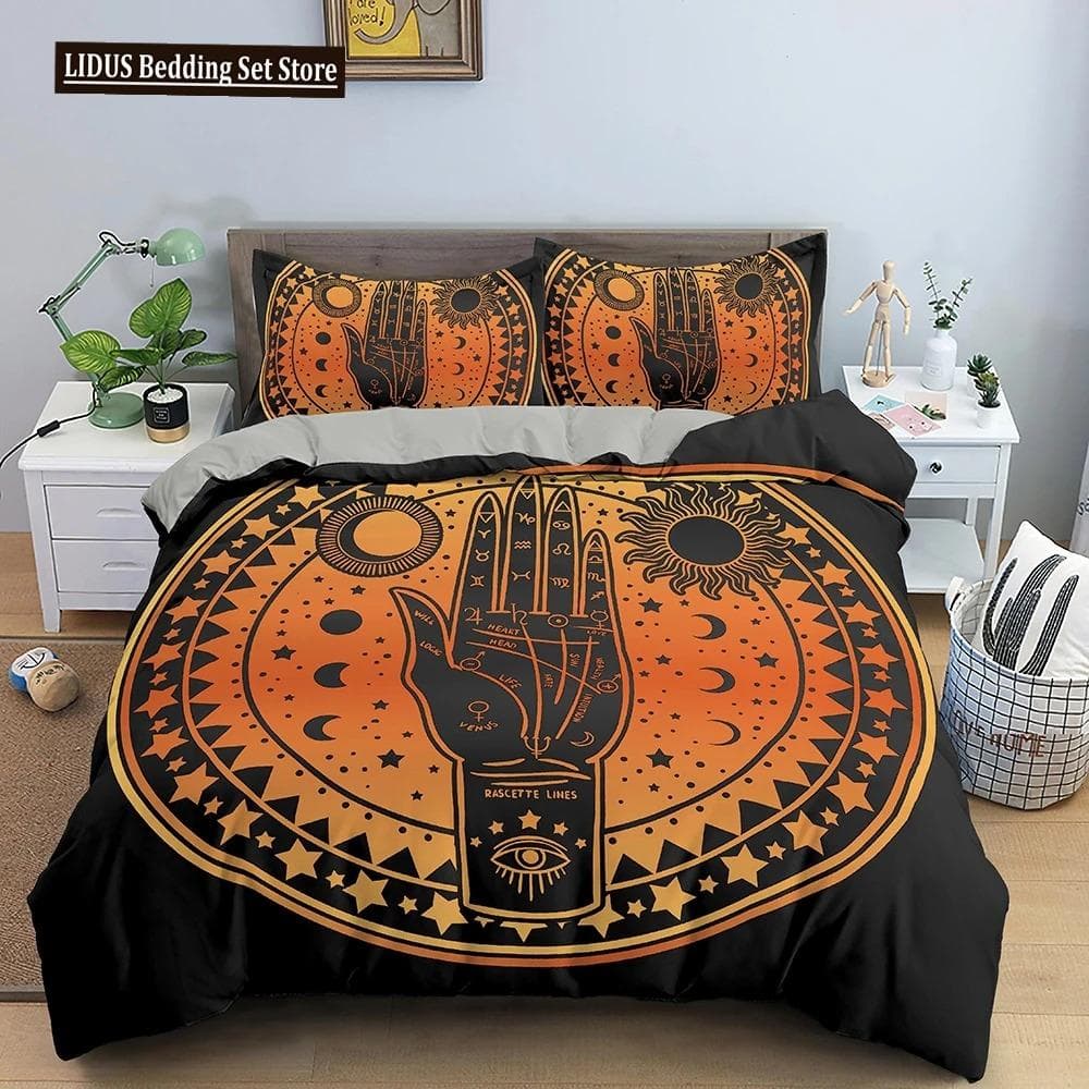 Divination Theme Duvet Cover Set Polyester Bedding Set Moon Sun Constellation Pattern King Queen Twin Size For Boys Girls Teens 70x133cm 2pcs