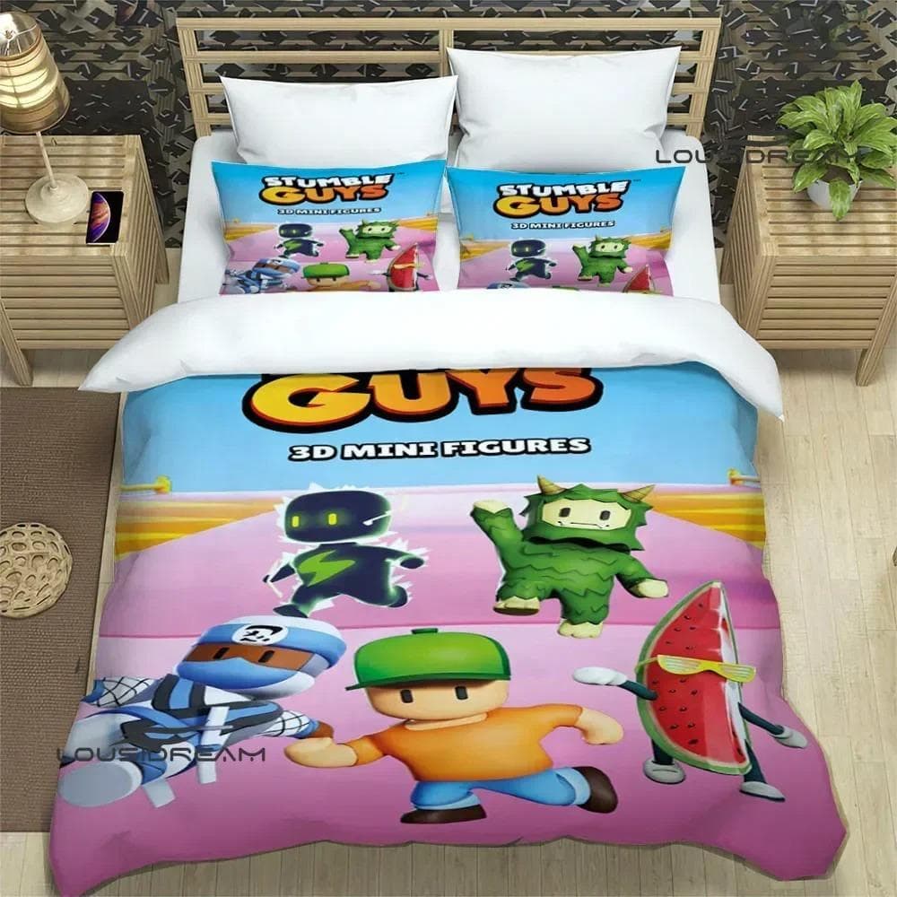 3D Game Cartoon Stumble-guys Bedding Sets Exquisite Bed Supplies Set Duvet Cover Comforter Set Bed 70x133cm 2pcs