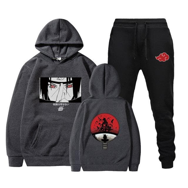 Men 2 Pieces Tracksuit Set Hot Anime Hoodie + Pants Unisex Harajuku Manga Sweatsuit Hooded Sweatshirt+ Sweatpants Jogging Suits XXL