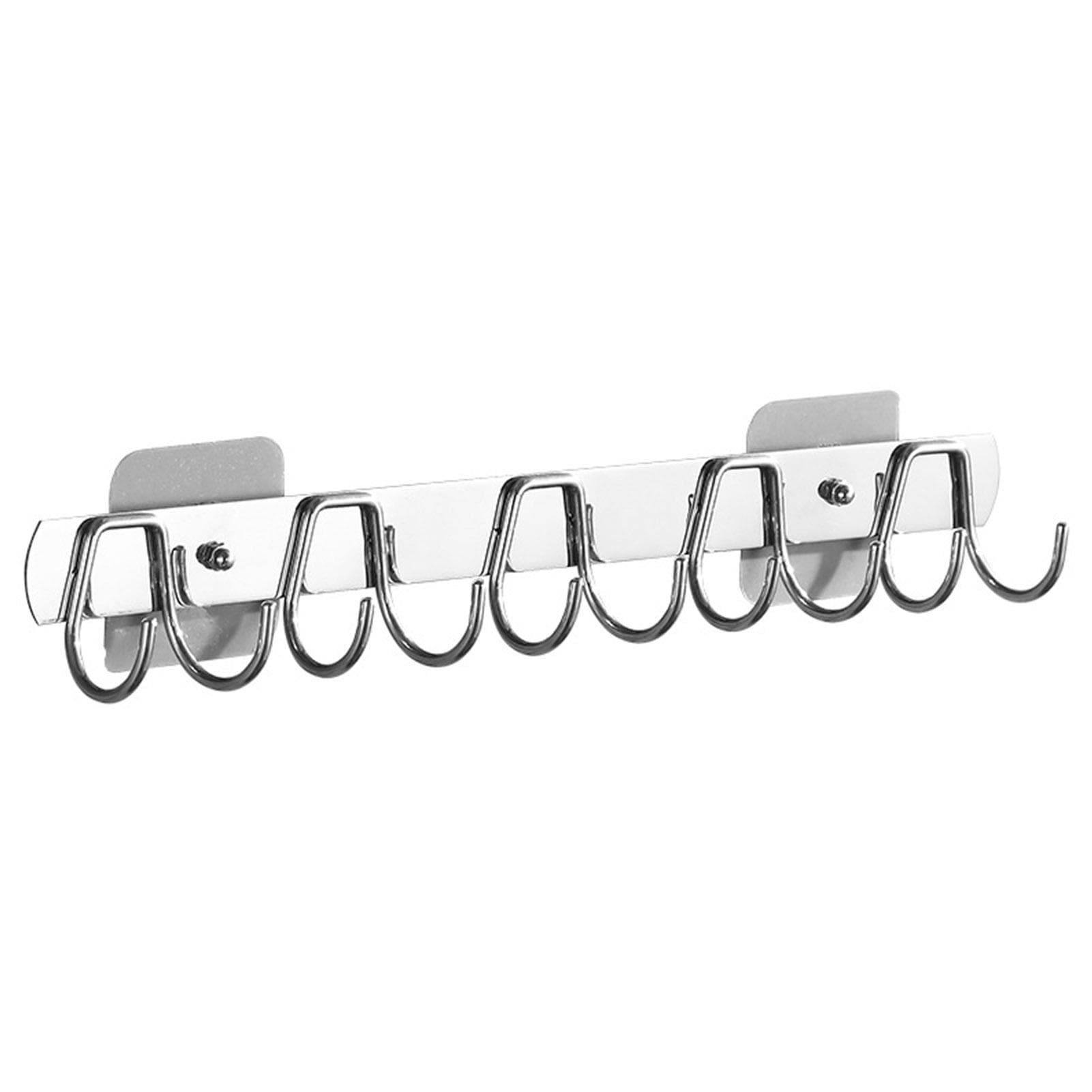 Kitchen Row Hooks Strong Adhesive Wall Mounted Stainless Steel Towel Curved Hook Rail Rack for