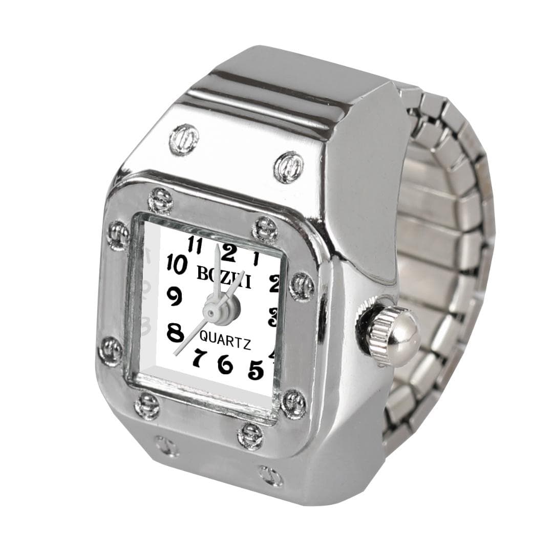 1pc Quartz Watch Ring Watch Digit Dial Rectangle Unisex Fashion Jewelry Gifts white