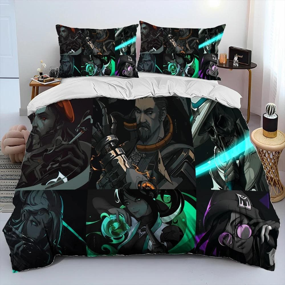 3D VALORANT Game Gamer Cartoon Comforter Bedding Set,Duvet Cover Bed Set Quilt Cover Pillowcase,king Queen Size Bedding Set Kids 70x133cm 2pcs