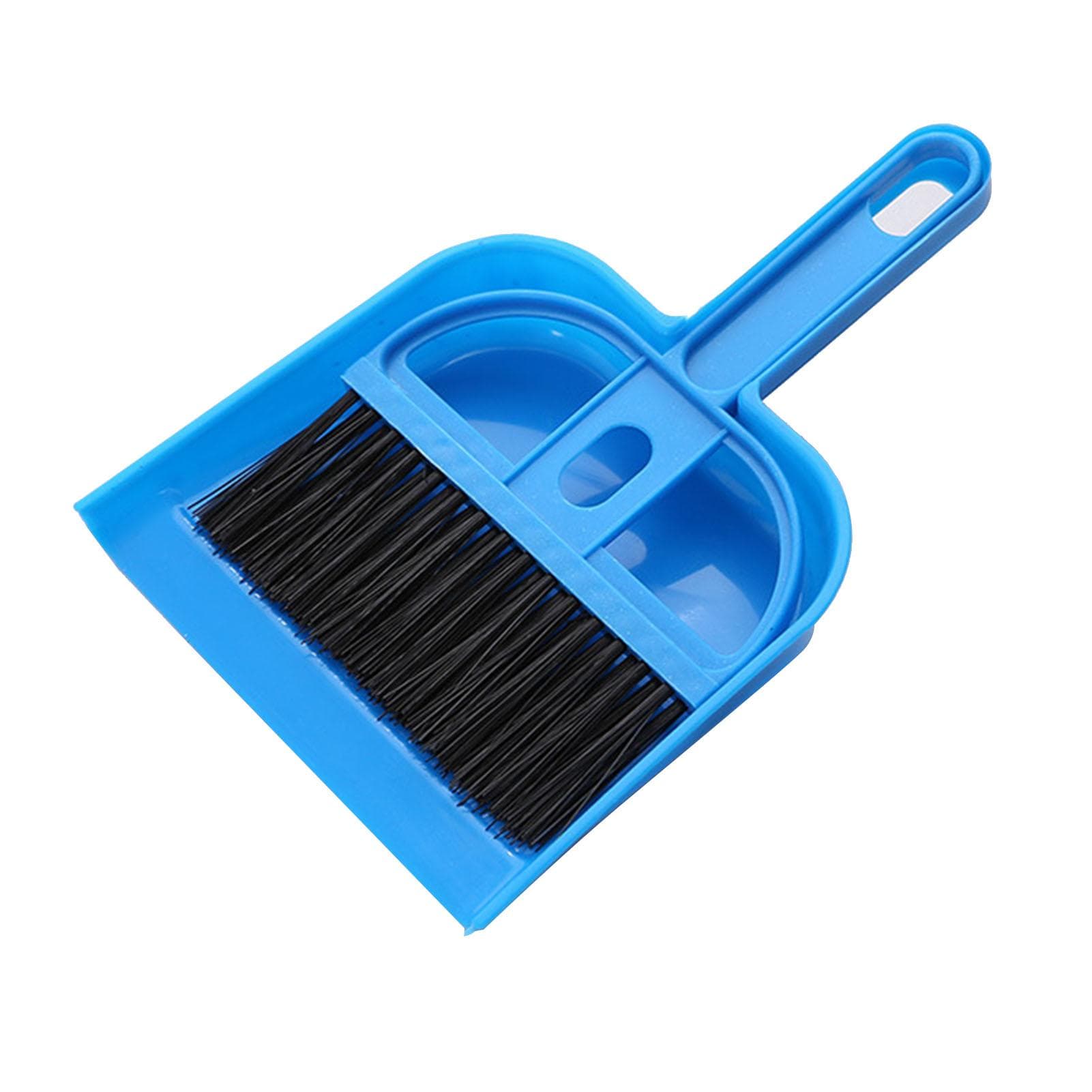 Small Hand Broom Dustpan Set Multifunctional Portable Table Top Brush Cleaning Tools for Keyboard blue