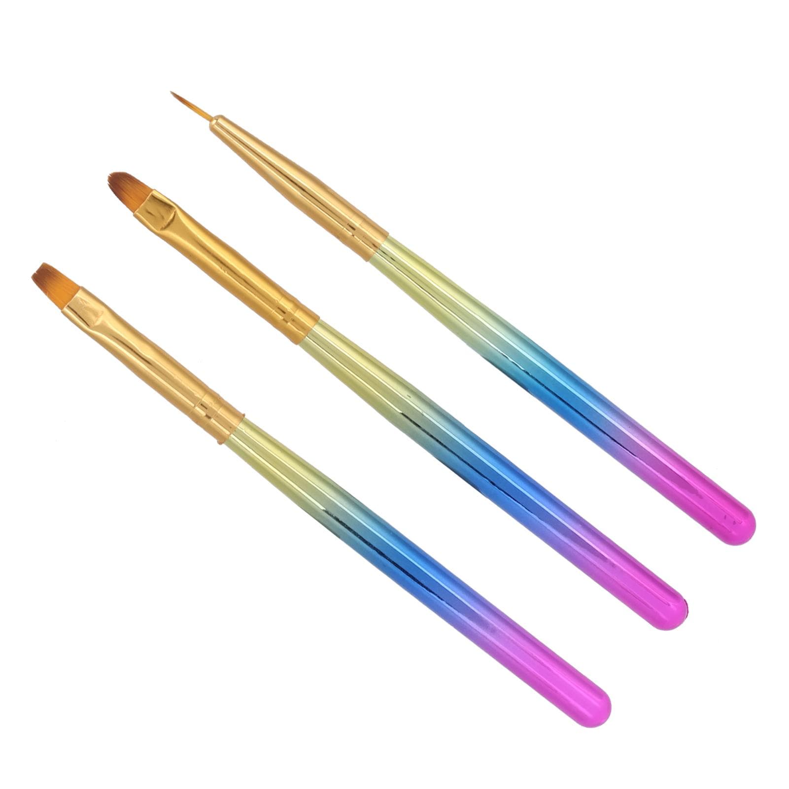 3PCS Nail Brush Set Nail Painting Drill Drawing Nylon Nail Art Tips Builder Brushes Kit