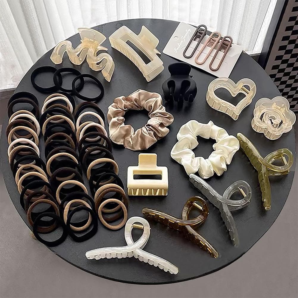65pcs/set Simple Versatile Hair Ties Hair Clips Temperamental Hairpins Highly Elastic Rubber Bands Headwear Hair Accessories