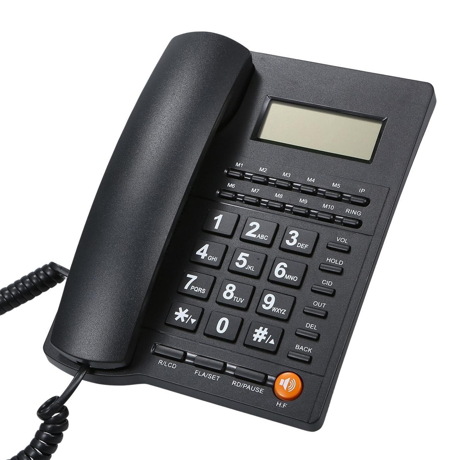 Desktop Corded Telephone Landline Telephone with Caller Identification LCD Screen Adjustable black